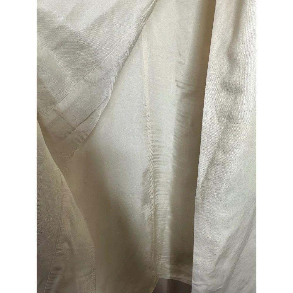 Boden Silk Linen Blend Trench Coat Cream 1‎ Button Front Long Sleeve Women's 8